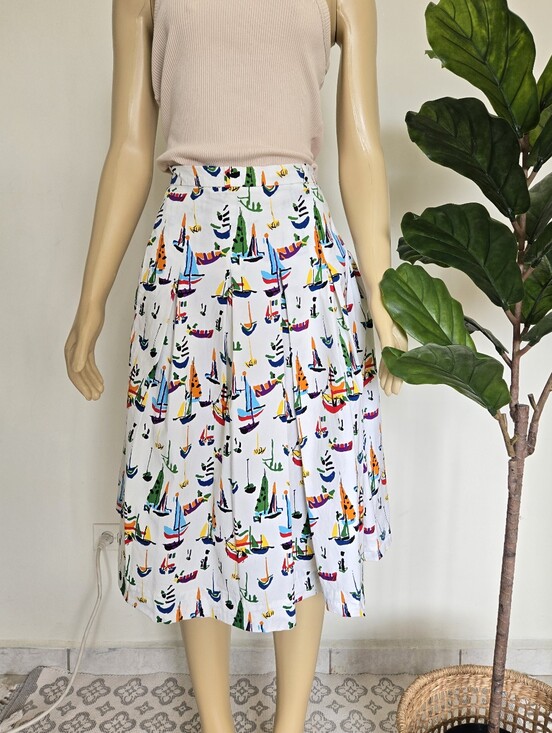 Anthropologie Dresses & Skirts - Rare Anthropologie Peony Smooth Sailing Midi Skirt Size 4 Cotton Women's